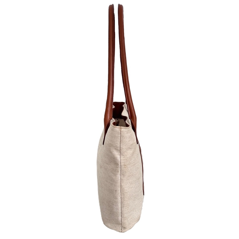 Delvaux Beige Canvas ‘Toile Charleston’ with Brown Leather Trim Tote Bag - Picture 2 of 12